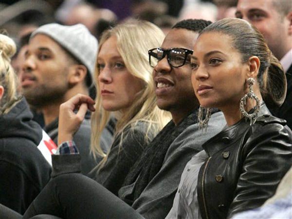 Nets part-owner Jay-Z and Beyonce (and Chloe Sevigny) watch the game.